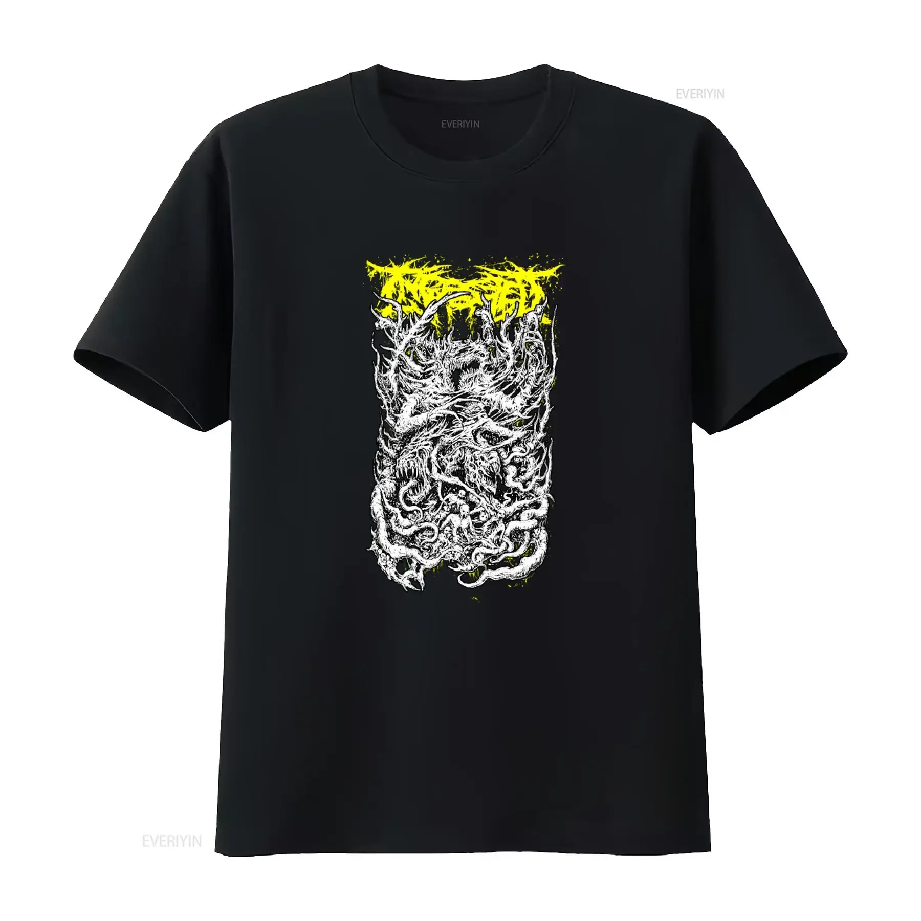 Men's Ingested Demon T Shirt Medium Black Gothic Horror Print vintage Washed Stylish homme Stretched Versatile Unisex