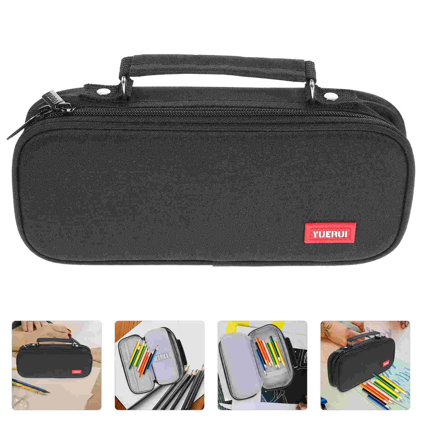 Zippered Stationery Bags Portable Multi-layer Pencil Case Pouch Multifunction Accessory