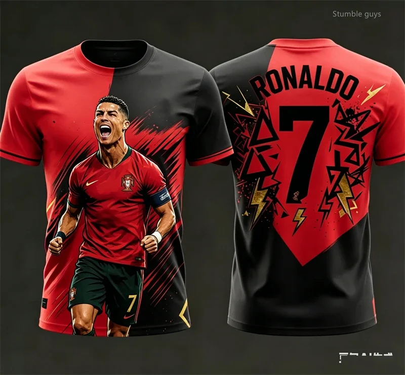 Herren Casual Kinder Kurzarm Ronaldo 7 Sommer Fußballtrikot T-Shirt Sportoberteil für Indoor-Freizeit und Kinder-Freizeitkleidung