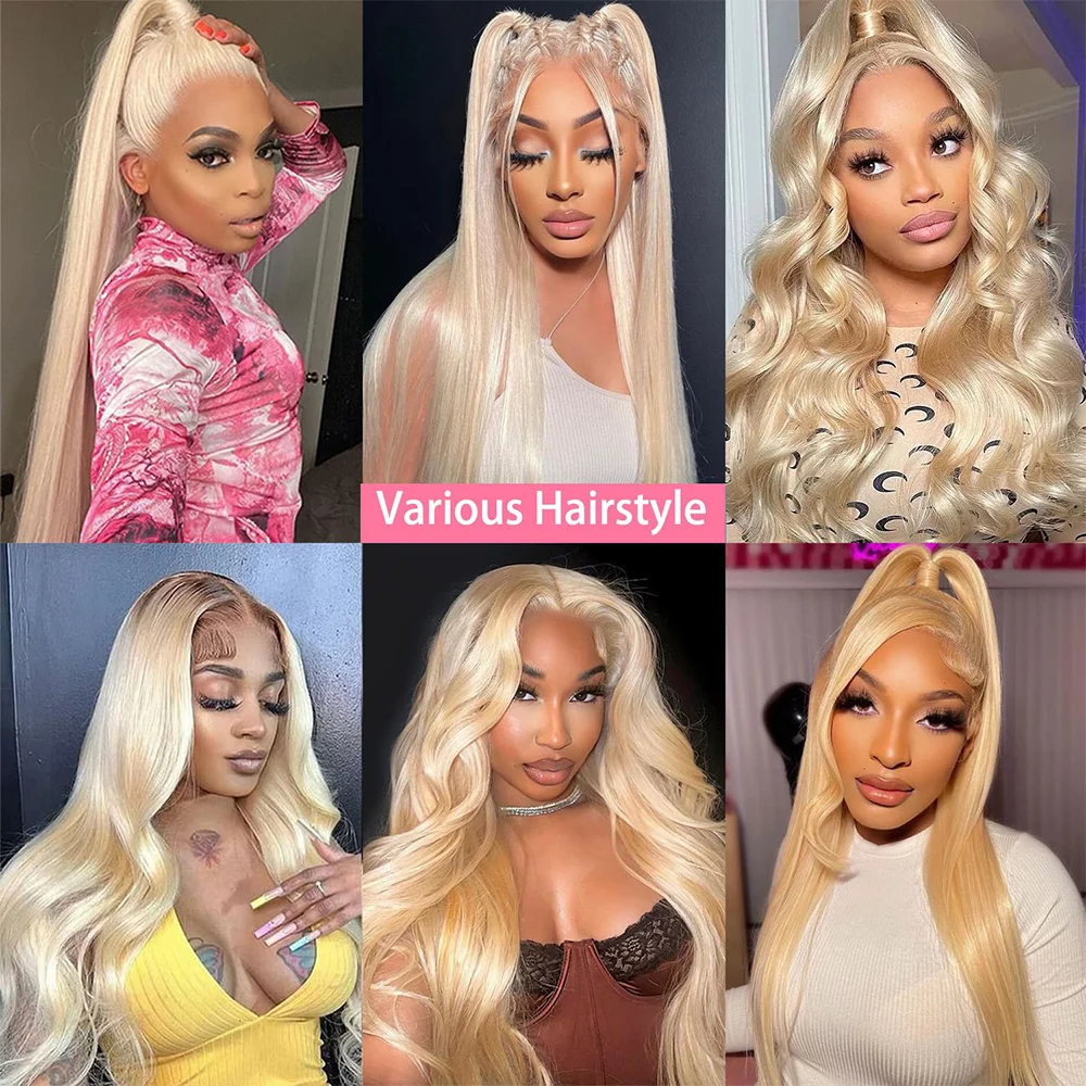 613 HD renda Frontal 13x6 Wig depan pirang transparan renda penutup tulang lurus madu berwarna 180% Wig rambut manusia untuk wanita