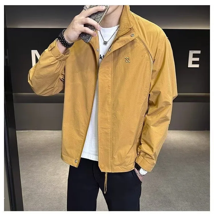 

Casual Men's Workwear Jaet Stand Collar Long Sve Faionable Versatile Autumn 2025 New Sle Korean Version All-Match Cool