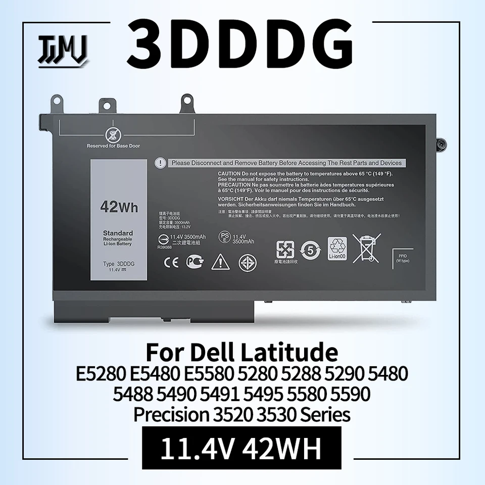 3DDDG デル Latitude E5280 E5480 11.4V 42Wh リチウムイオンバッテリー