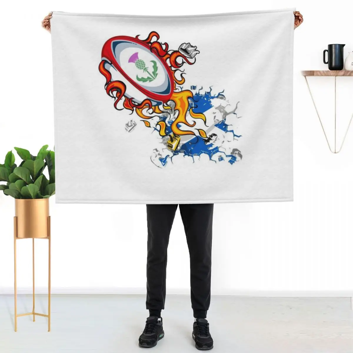 Scotland Rugby Throw Blanket Stuffeds Winter beds Personalized Gift Polar Soft anime Blankets