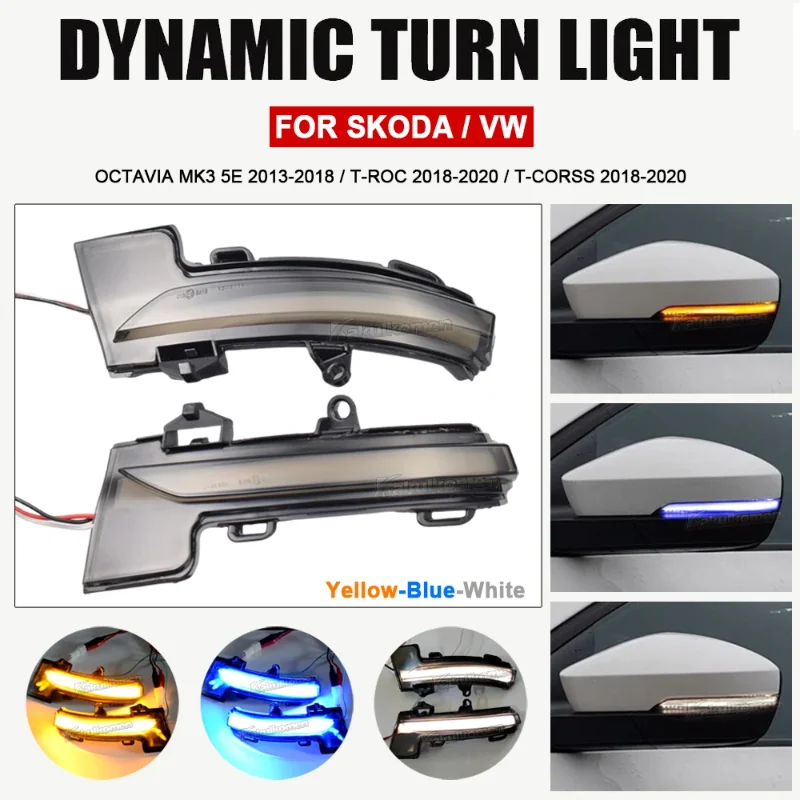 Dynamic Turn Signal Blinker Light For Skoda Octavia 3 Mk3 III A7 5E Side Mirror Flasher Indicator For VW T-roc Troc T-cross LED