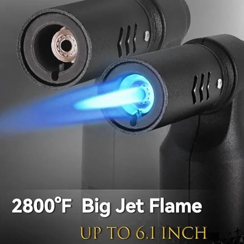 Metal High-temperature High Firepower Inflatable Lighter Windproof Jet Flame Portable Torch Outdoor Camping Barbecue Lighter