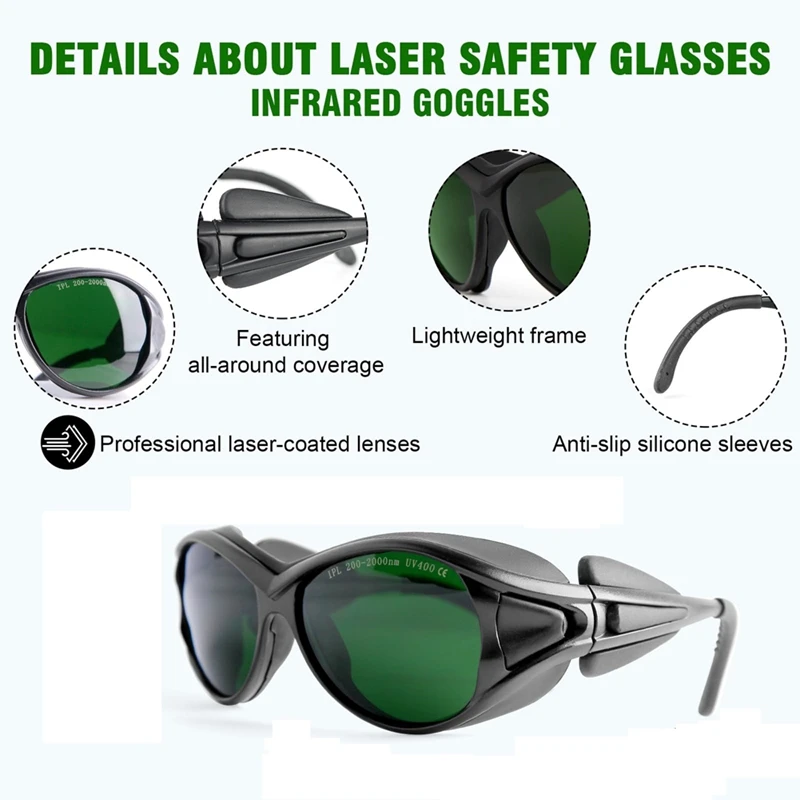 ●Red Light Therapy Glasses, Laser Safe Glasses IPL 200-2000nm, Eye Protection for Red Light Therapy-A57M