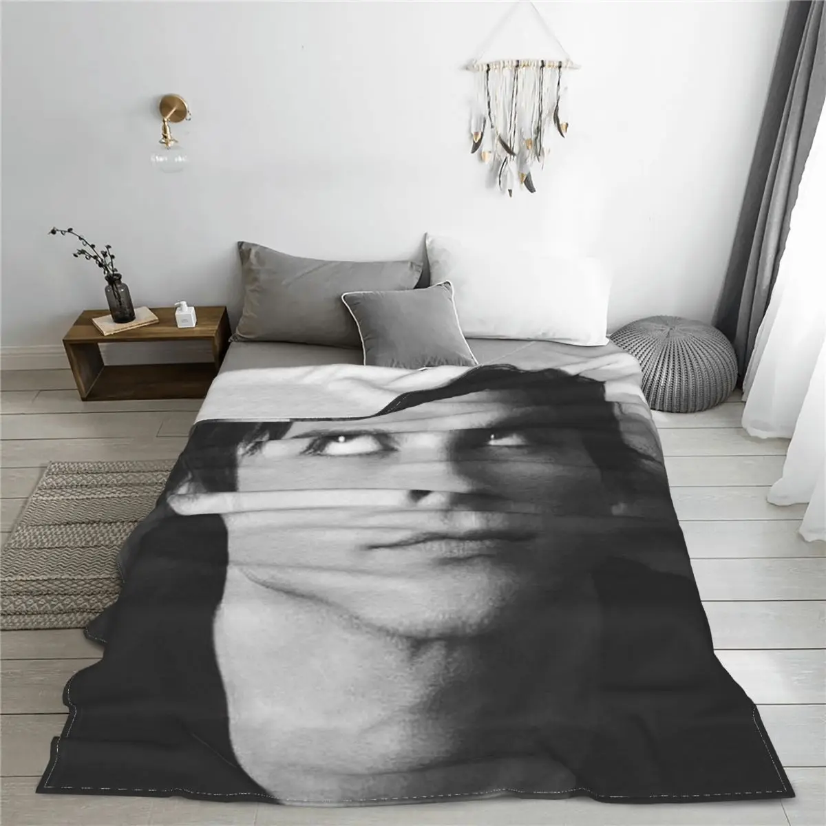 Damon Salvatore Blanket Fleece All Season The Vampire Diaries Multi-function Super Soft Throw Blanket for Home Bedroom Bedspread