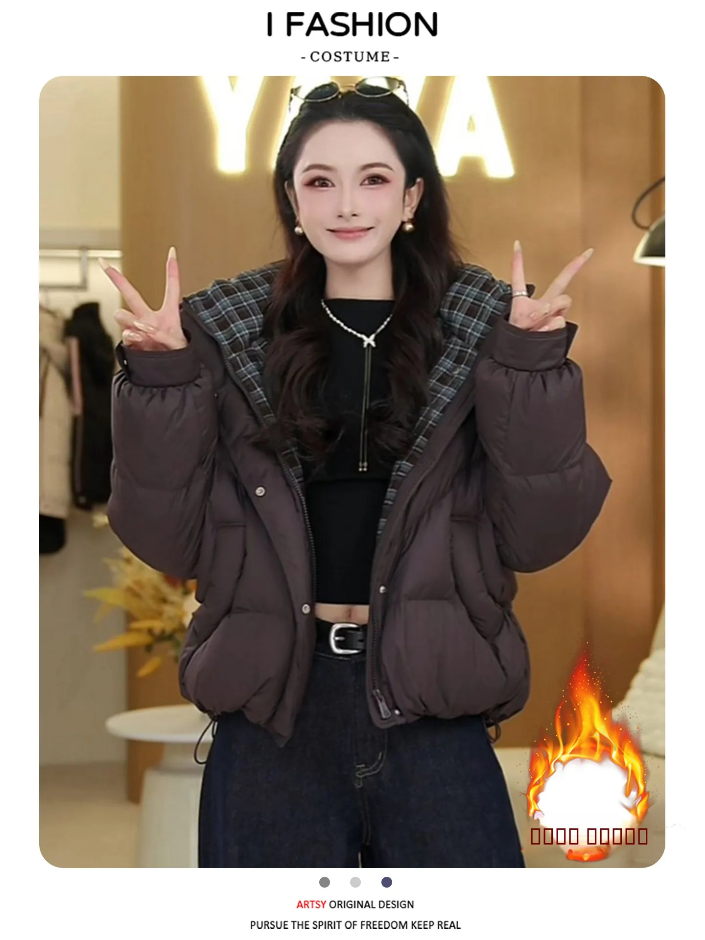 

Unique Design Thiened Fce Women's Cotton Jaet Winter Warm Puffer Durable Zipper Closure Long Sve Hooded Coat