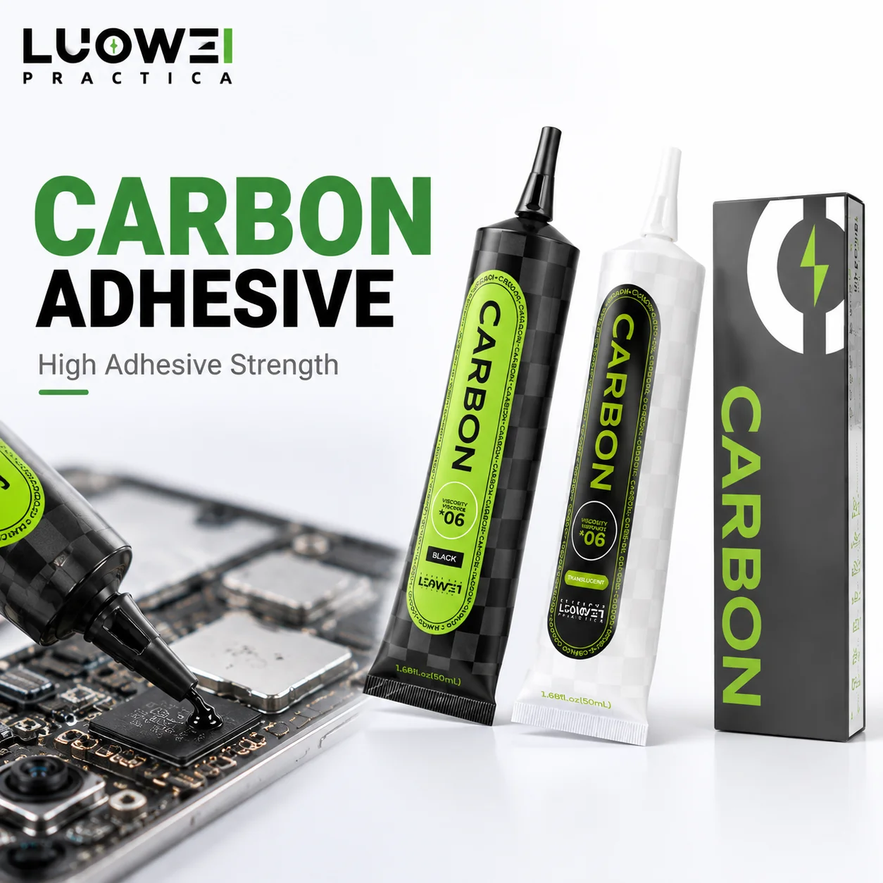 LUOWEI 50ML Carbon Fiber Screen Glue High Viscosity Narrow Border Adhesive for Phone LCD Frame Back Cover Repair