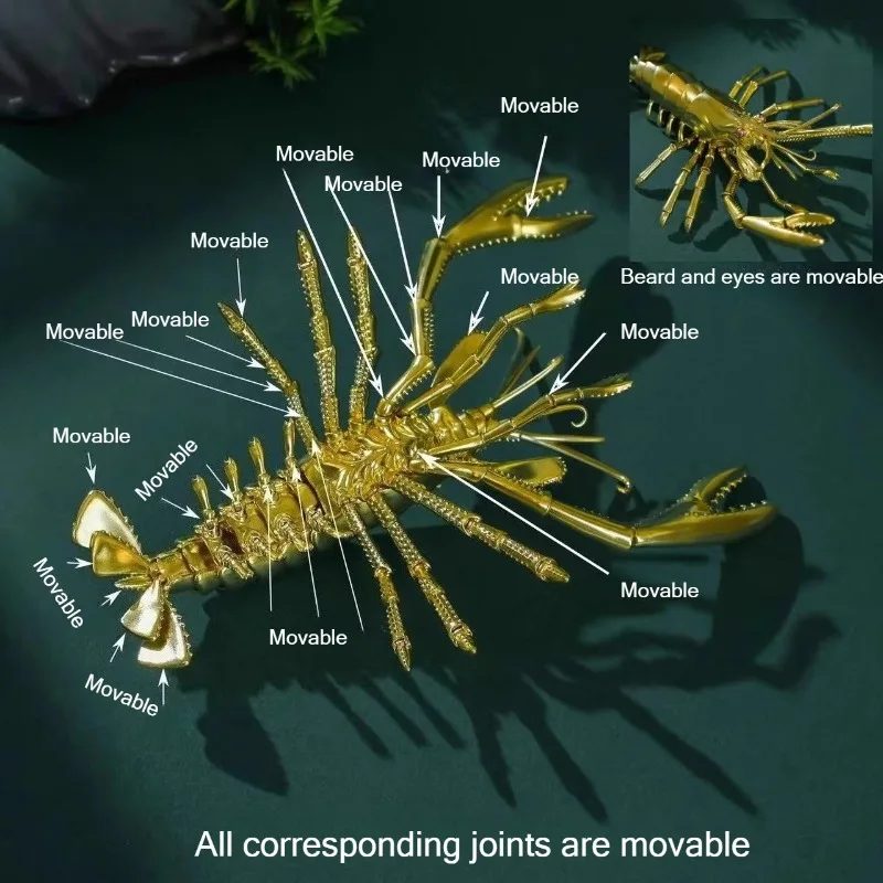 Mechanical Lobster with Long Arms, New Simulated Decorative Copper Ornament, Creative Gift High-end Desktop Ornaments