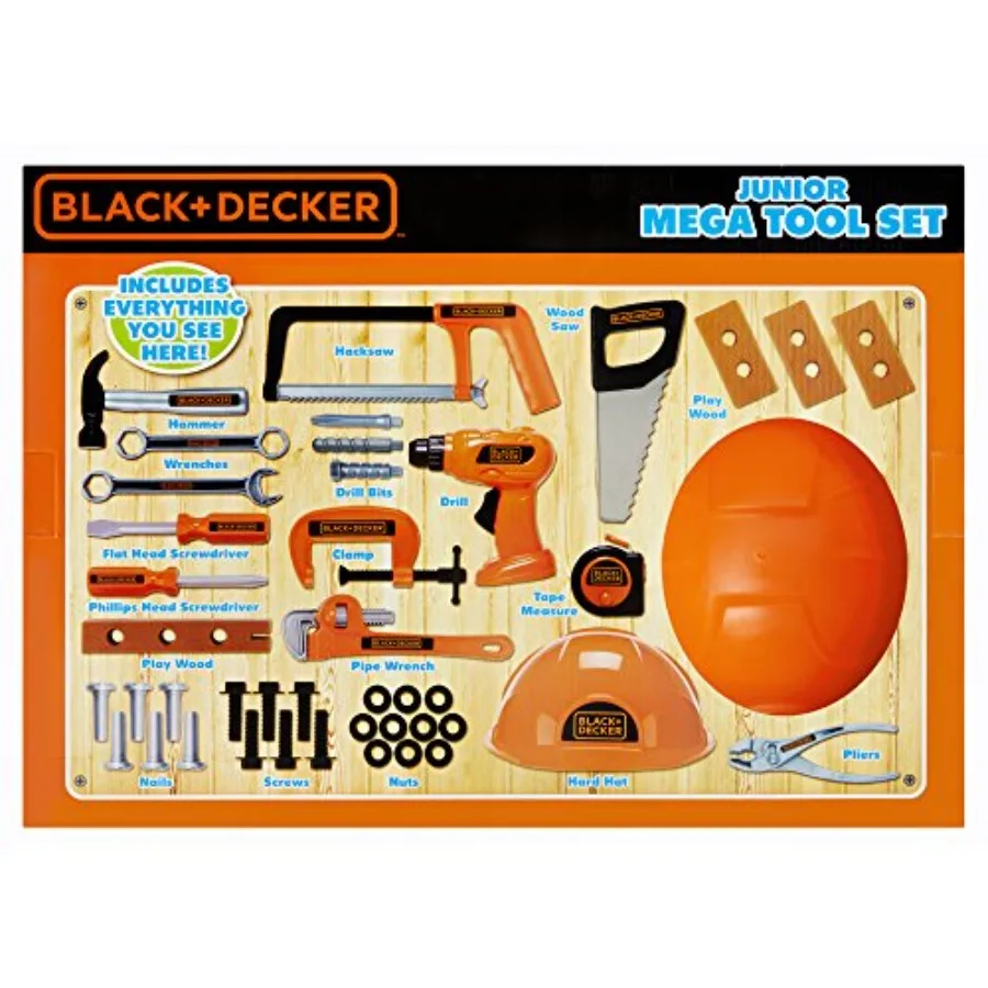Black+Decker Junior Tool Set - Mega Tool Set with 42 Tools and Accories! Role Play Tools for Toddlers Boys and Girls Ages 3 Yea