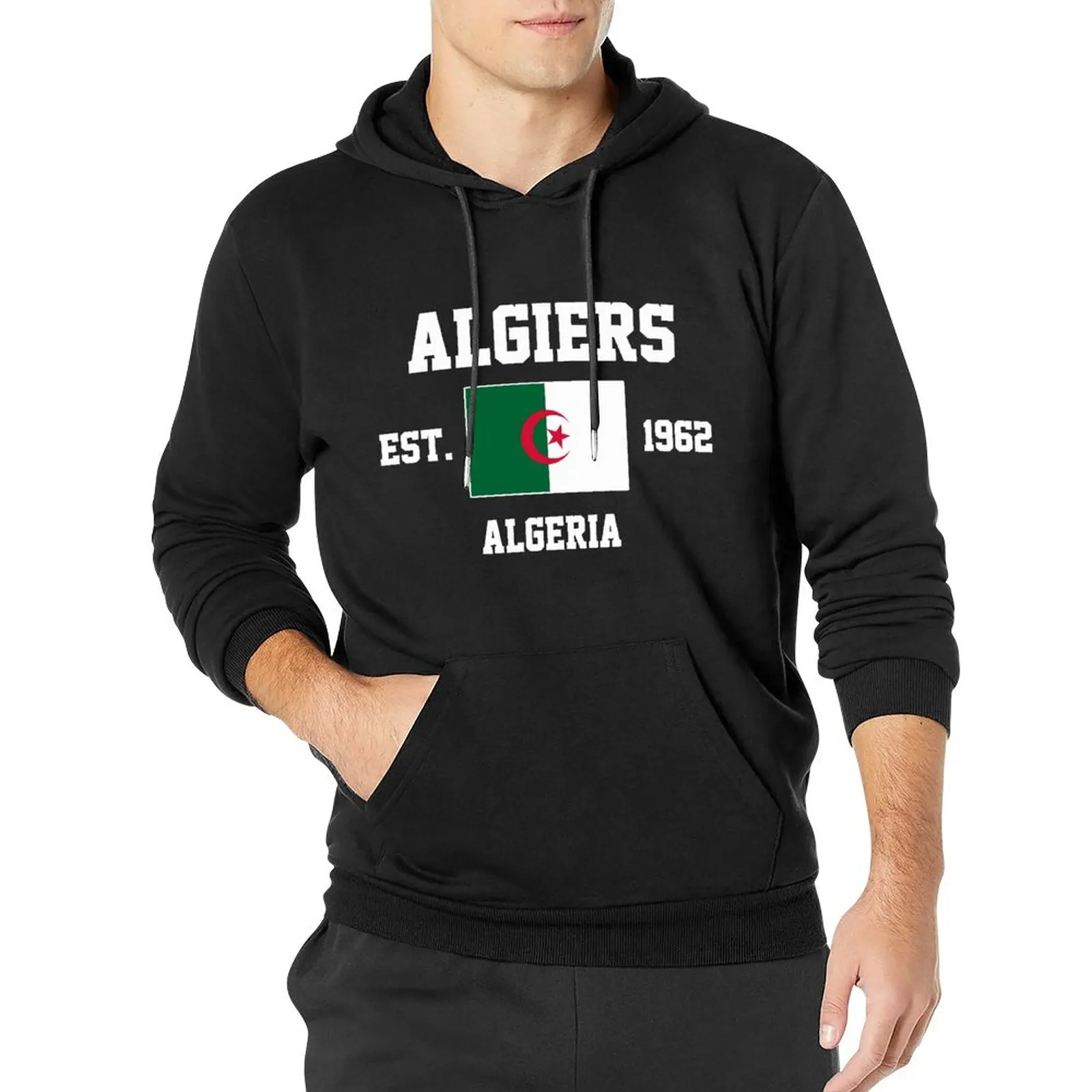 

Men Women Hoodies Algeria EST.1962 Algiers Capital Hoodie Pullover Hooded Hip Hop Sweatshirt Cotton Unisex