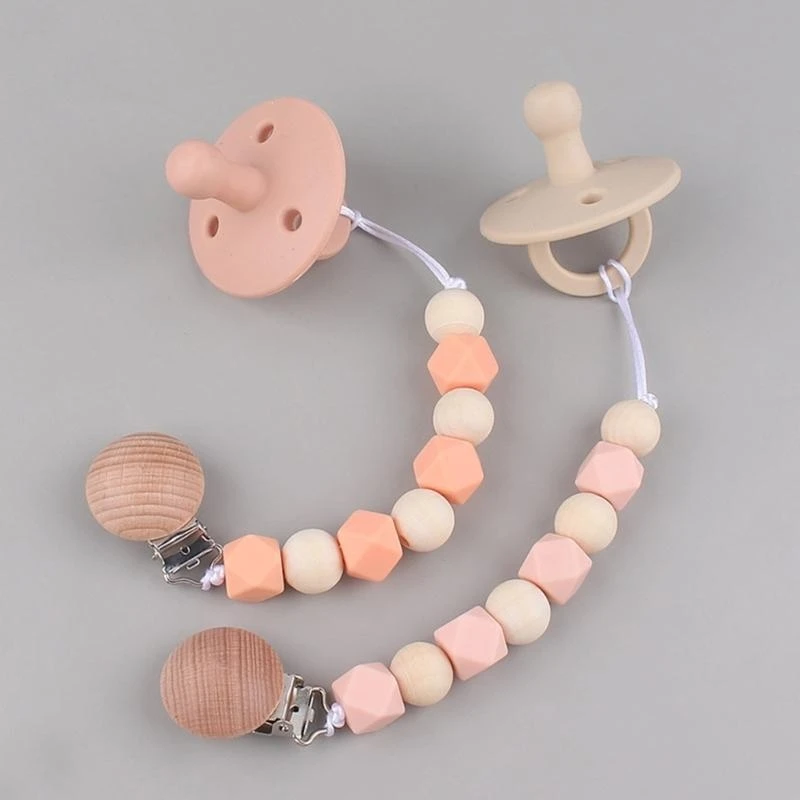 G2TC Pacifier Clips Silicone Beads Teether Pacifier Strap Dummy Chain Teething Clips
