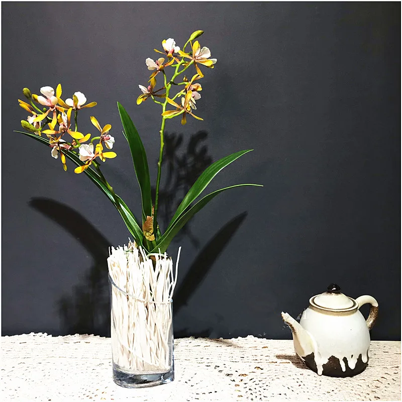 42CM Artificial High Quality Vanda Orchid Branch Plastic Plant Hotel Wedding Flower Garden Landscaping Home Decoration Accessori