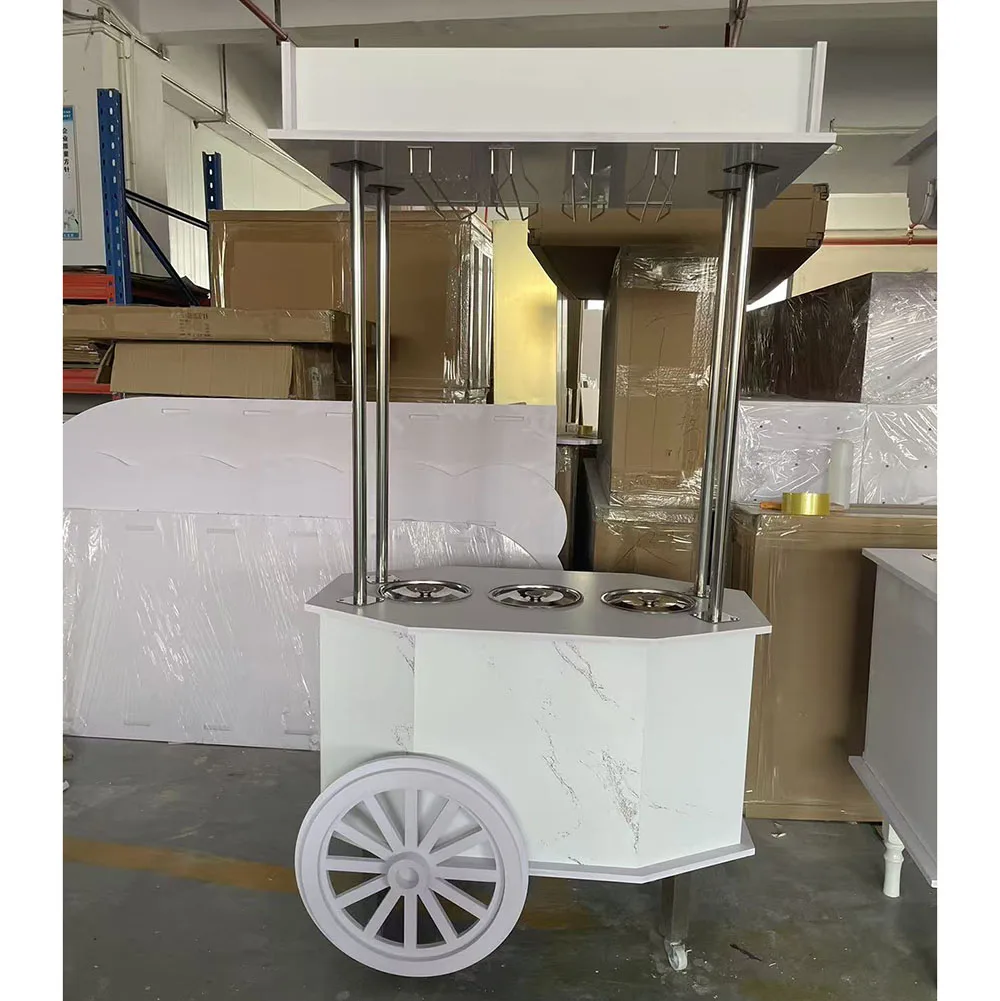 Wedding Hot Sale Customized Color Dessert Display White Acrylic Sweet Candy Cart for Wedding Events Decoration