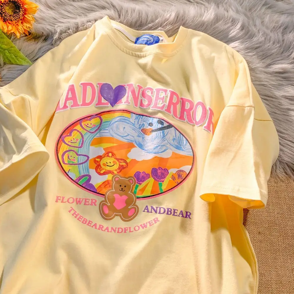 

Short Sleeve T-Shirts Womens Harajuku Gothic Aesthetic Oversized Tops Comfortable Loose Fit Summer Casual Breathable Daily Trend