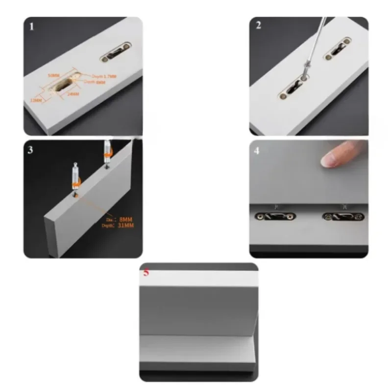 100Pcs Zinc Plastic 2 In 1 Invisible Funiture Cabinet Joiner Connector Spring Loaded Sliding Snap-on Pin Open Wardrobe Bookshelf