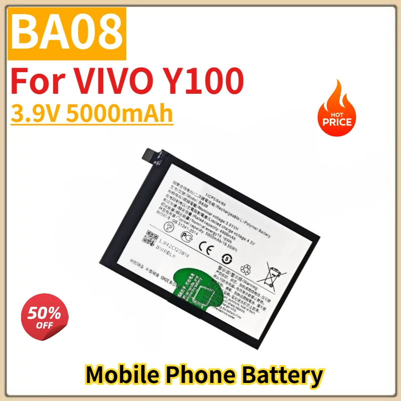 High Quality BA08 Phone Battery 3.9V 5000mAh for VIVO Y100 Brand New Replacement Battery