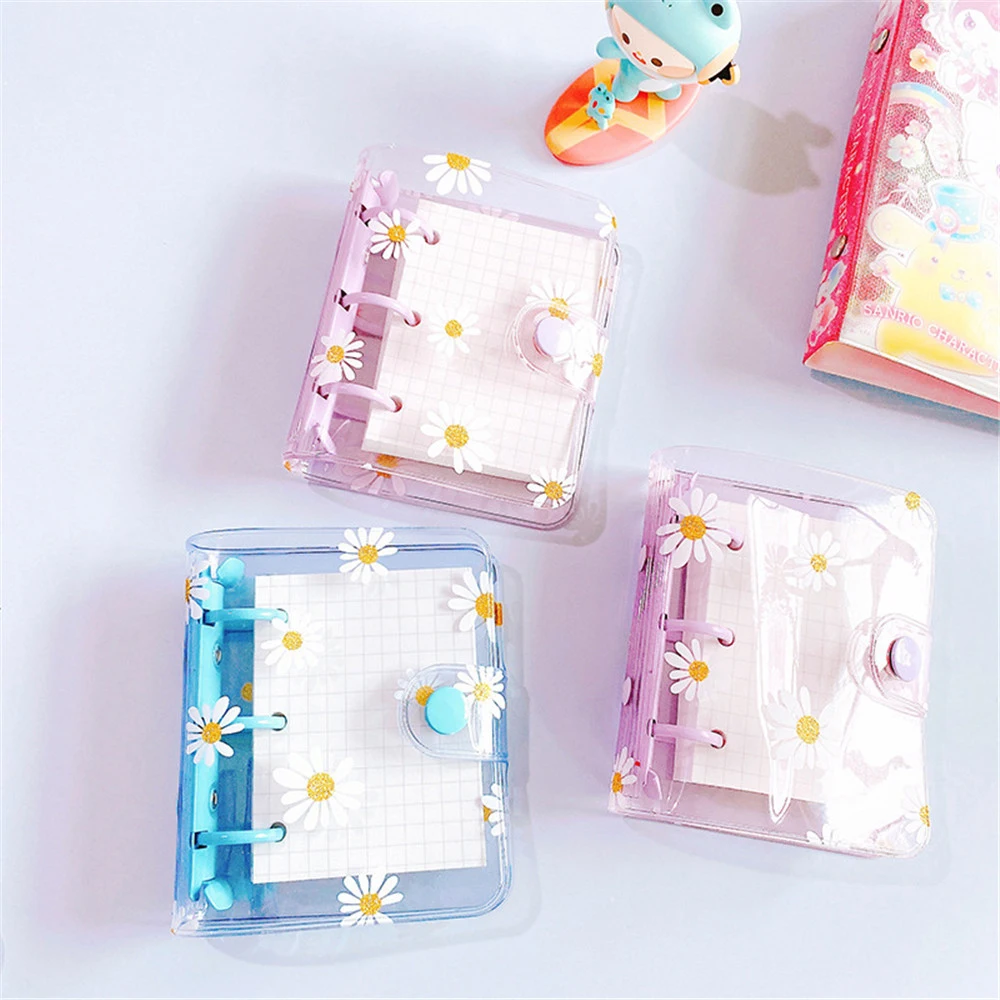 Mini 3 Holes Loose Leaf Notebook Cute Daisy Binder Ring Hand Book File Folder Kawaii Notebook Planner Office School Journals