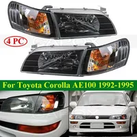 CAPQX 4PC Front Bumper Head Light Lamp For Toyota Corolla AE100 E100 AE101 1992-1995 Headlight Front Turn Corner Light Lamp
