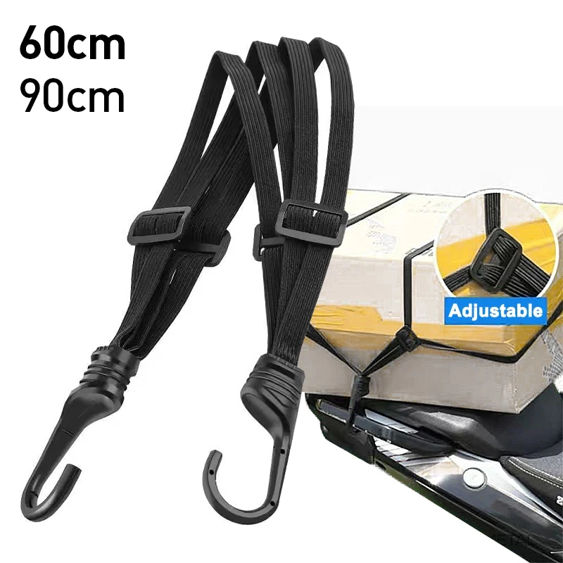 Adjustable Fix Rope with Hook Motorcycle Helmet Strap | Elastic Fixing Rope for Helmet to Back Seat (60cm/90cm) - Anti-Loss