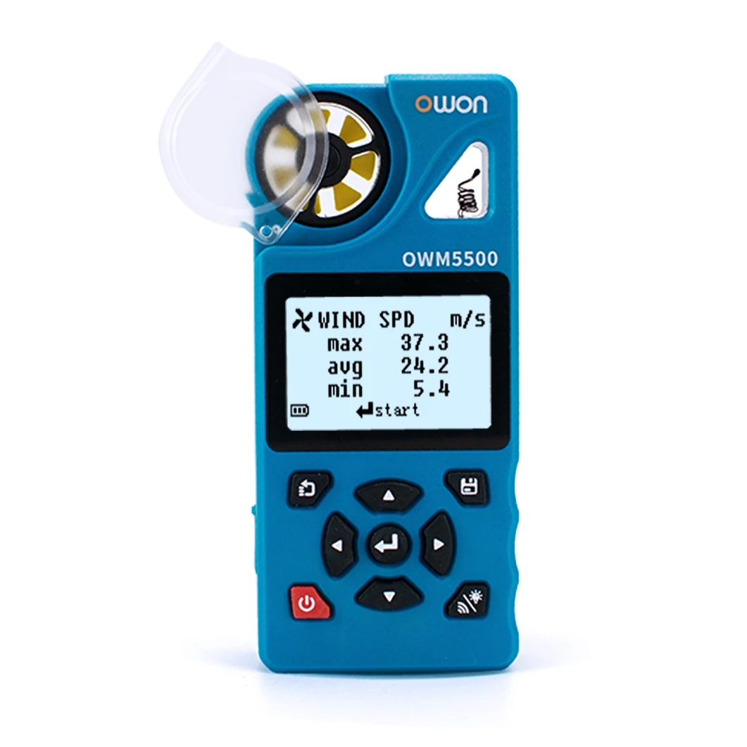 

Owon OWM5500 portalbe Digital Smart Anemometer Mini Handheld Wind Speed Meter Speed Measurement Temperature Tester