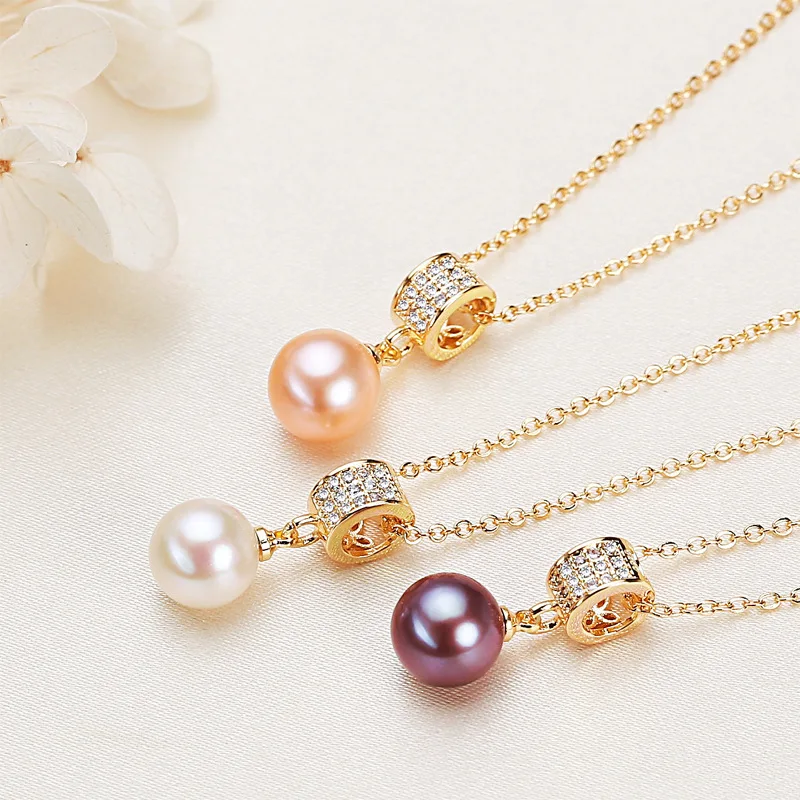 natural pearl 18k Yellow Gold Pendant Necklace For Women Clavicle Chain Gold Necklace Valentine's Day Fine Jewelry Gift