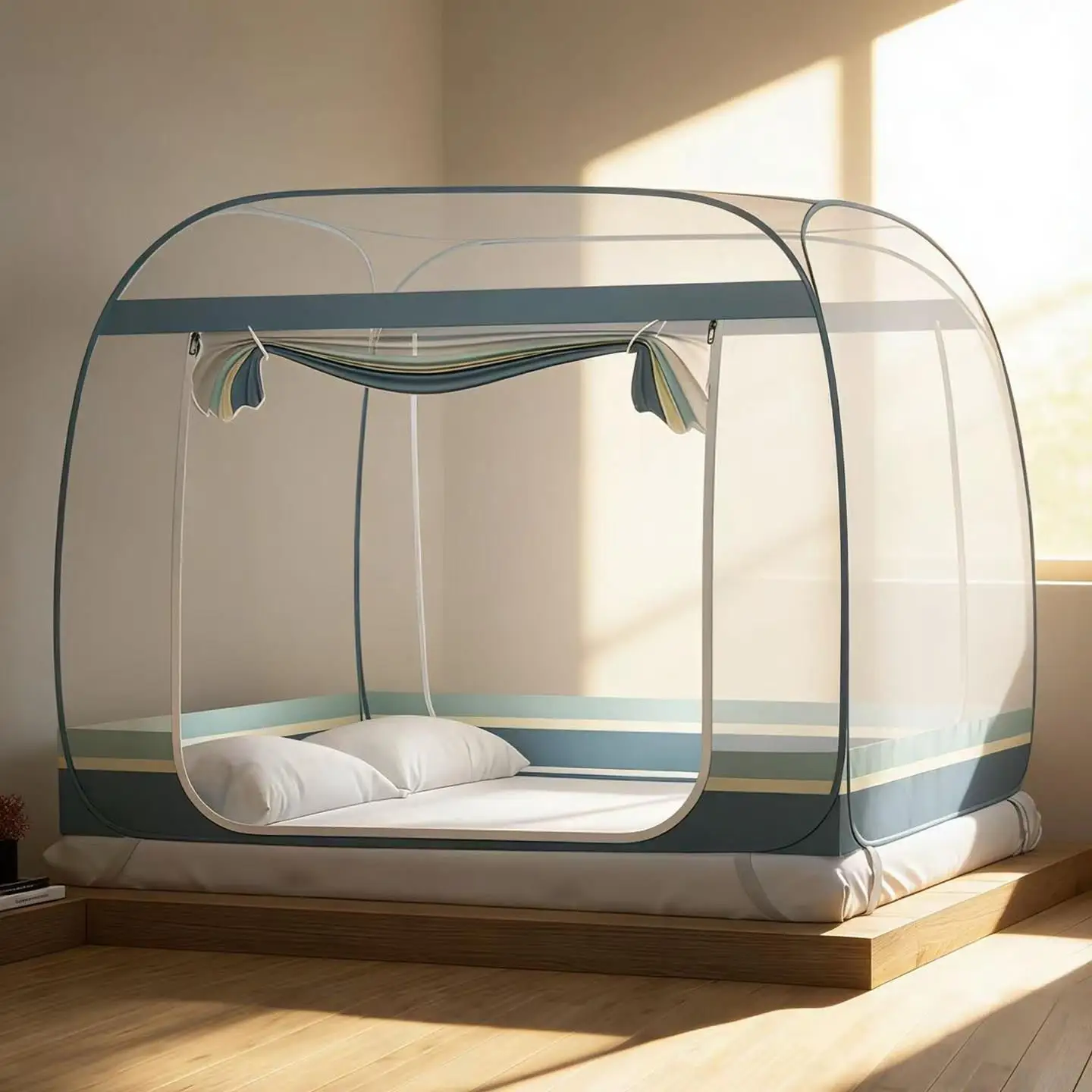 Integrated Child Mosquito Net Mongolian Tent Style No Installation Required Anti-Fall Full Cover Stainless Steel Frame Dormit...