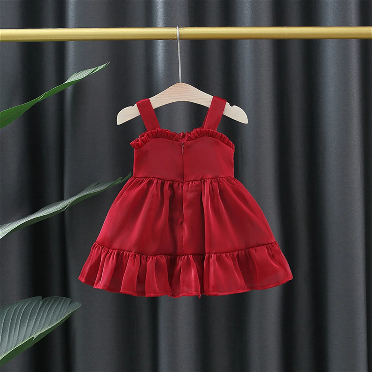 Baby Girl Christmas Dress Baby Princess Dress Summer Bow Strap Beautiful Solid Color Party Birthday Knee Length Clothing