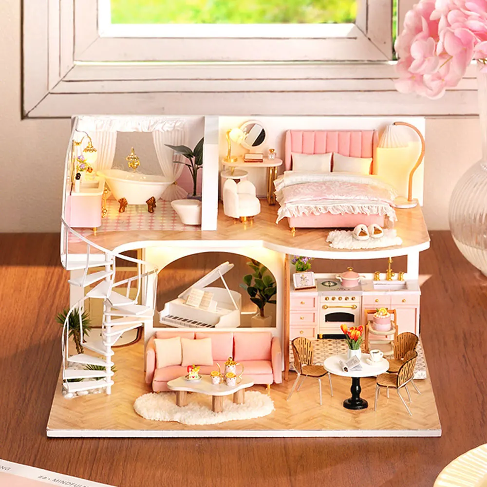 Criativo artesanal montagem casa modelo diy cabine apartamento presentes de natal das crianças jogos lazer quebra-cabeça brinquedos decorativos ug366