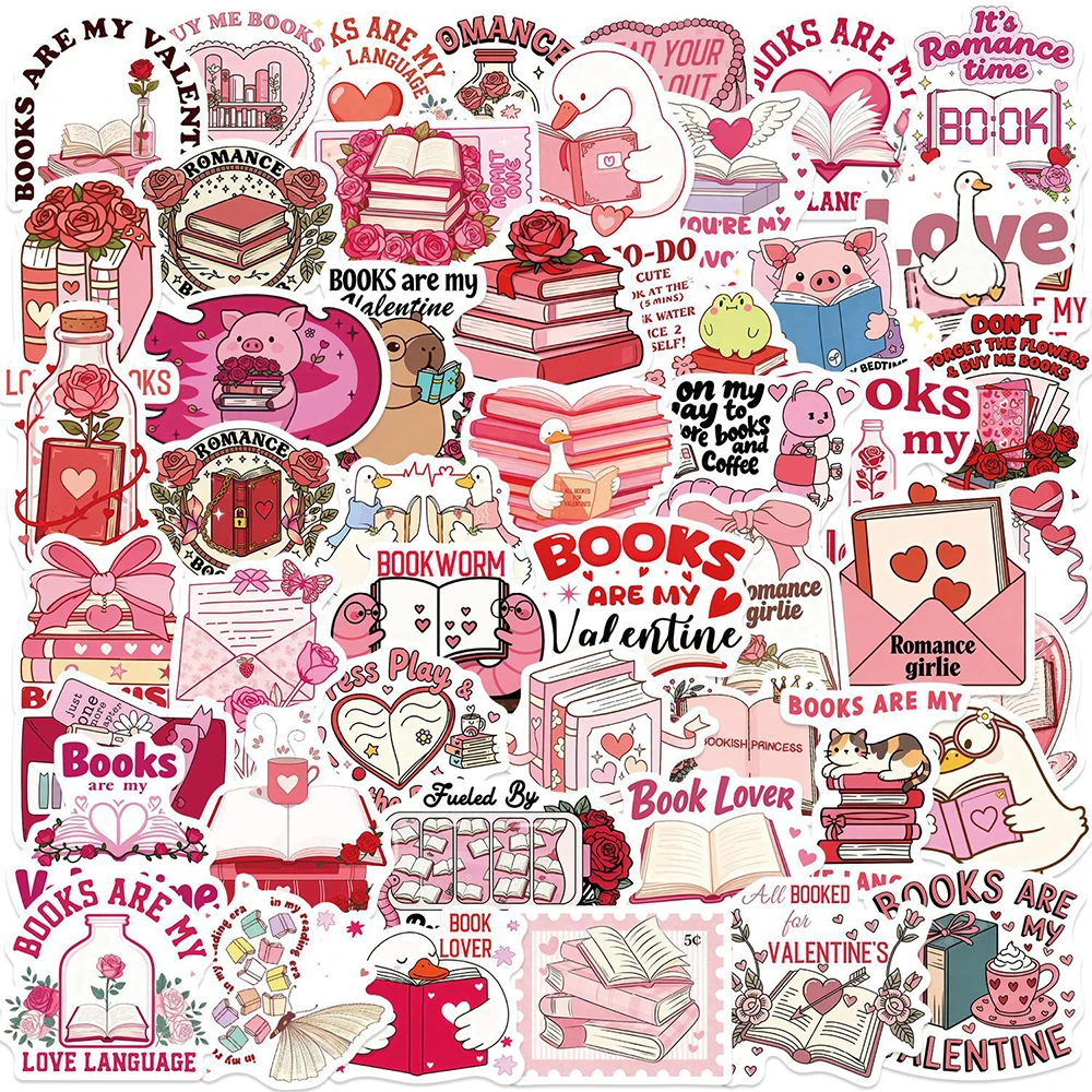 10/30/50 Stück Kawaii Cartoon Valentinstag Buchliebhaber-Aufkleber DIY Notizbuch Laptop Handyhülle Tagebuch Fahrrad Dekoration Sticker