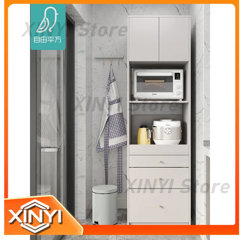 Microwave Oven Sideboard Storage Rack for Kitchen Utensils Tall Wall Mounted Corner Cabinet for Compact Modern Kitchens