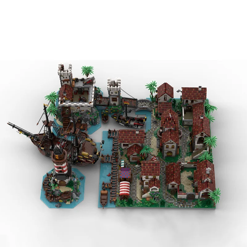 Briques de Construction modèle de Forteresse Pirate Moc, blocs de technologie modulaires ultimes du porto des Pirates, jouet de noël à monter soi-même, cadeaux de Construction