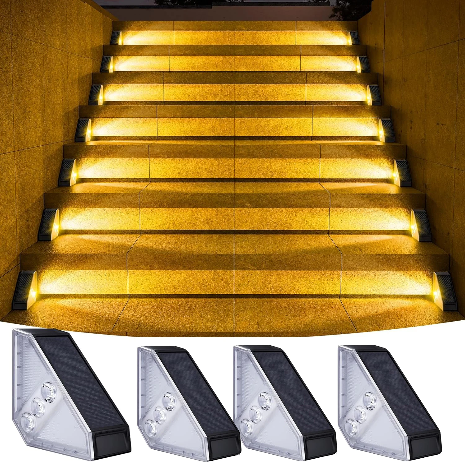 Nice Warm Light LED Solar Step Lamp Path Stair Outdoor Garden Lights Waterproof Balcony Light Decoration For Patio Stair Fence L