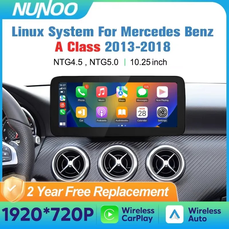 Wireless Carplay Android Auto Screen For Mercedes Benz A Class W176 A180 A200 A220 A250 A260 Multimedia Player Radio GPS Navi