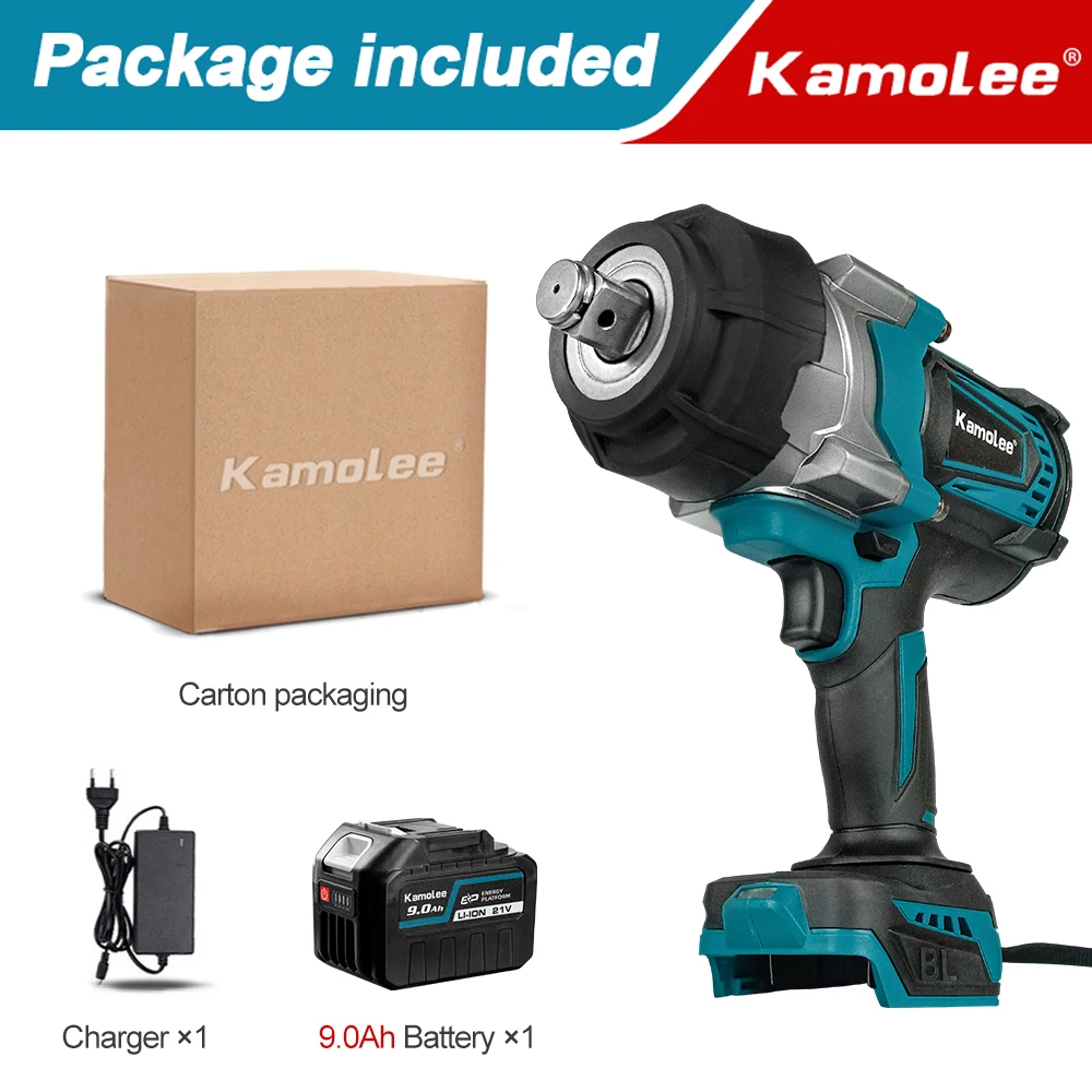 Laag 70%！！Kamolee 4100NM borstelloze slagmoersleutel 3/4 inch elektrisch gereedschap compatibel met 18/21V Kamolee-batterij