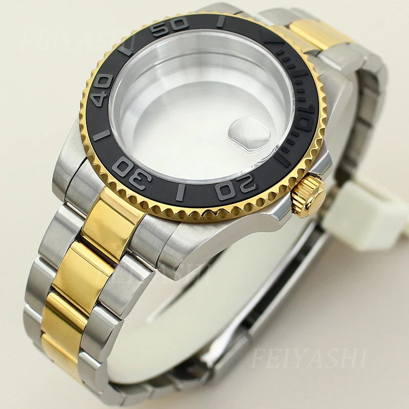 

40mm Yacht Design Style Watch Case Ceramic Bezel For Seiko NH35 NH36 Miyota 8215 ETA 2824 Movement 28.5mm Dial Oyster Bracelet