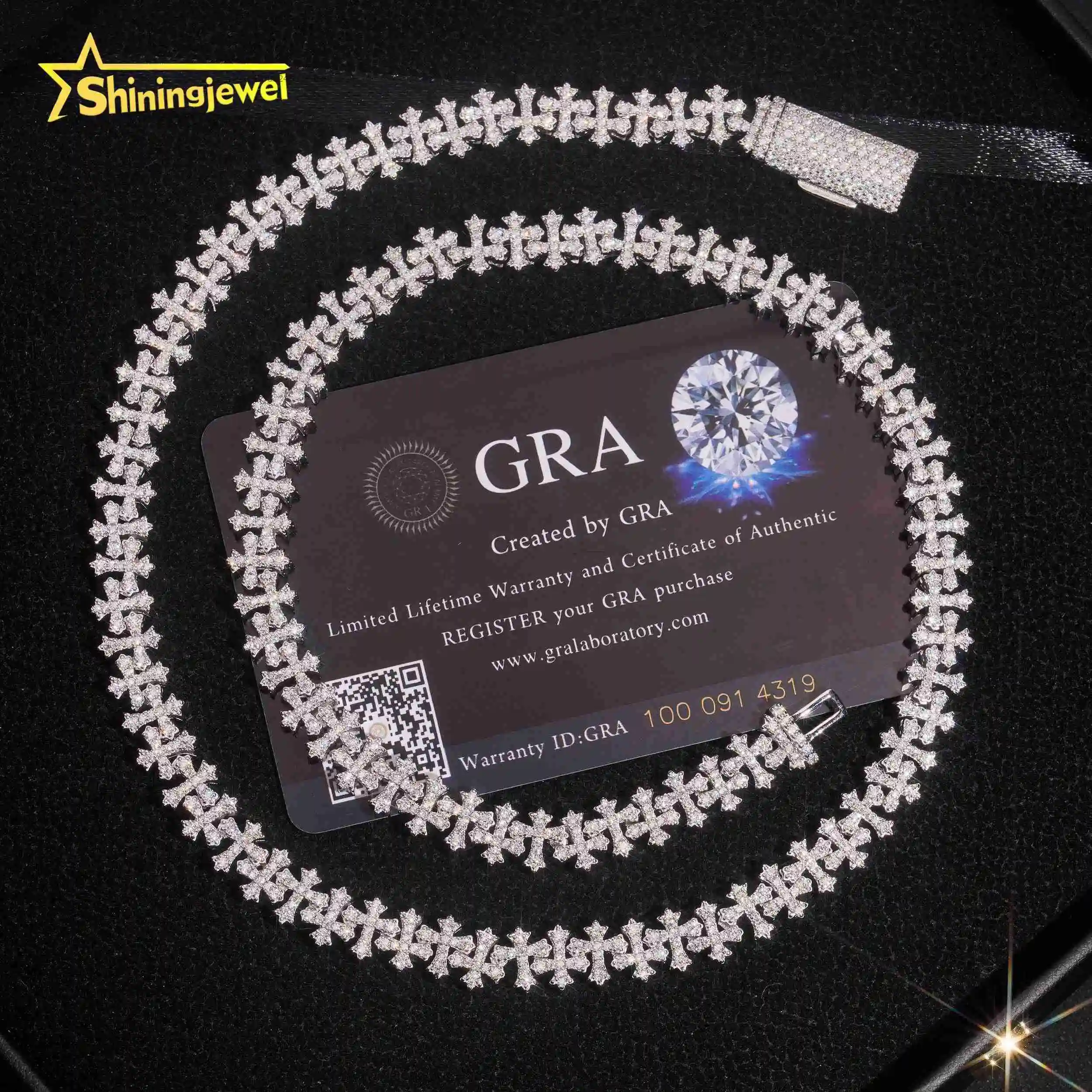Fine Fashion Jewelry Hot Selling 925 Sterling Silver Hip Hop 8mm Iced Out Infinity Cross Necklaces..