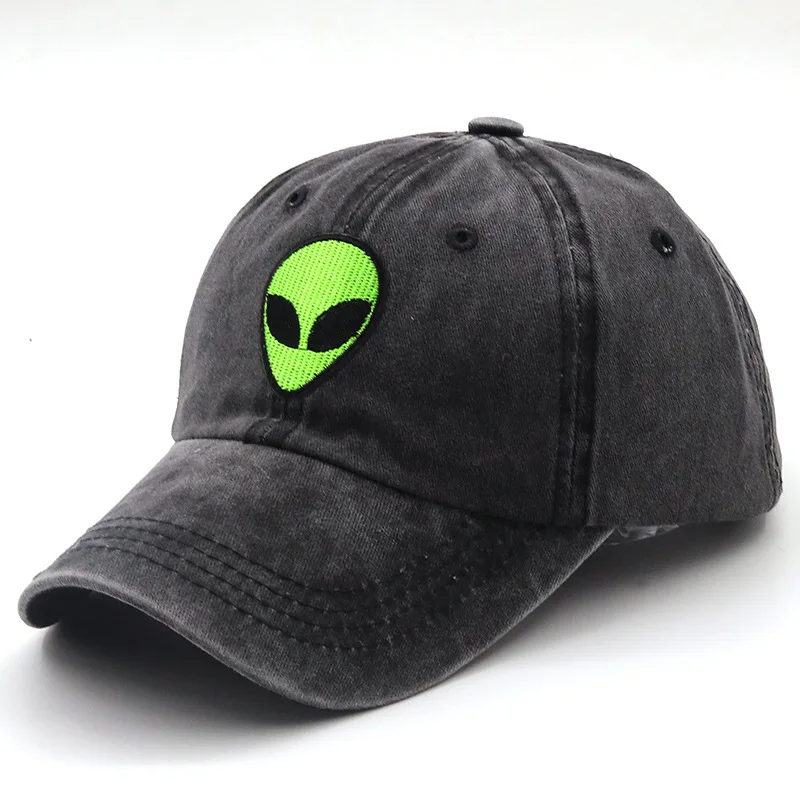 

New Green Alien Embroidered Baseball Hat for Men and Women Outdoor Leisure Sunshade Duck Tongue Hat Trendy