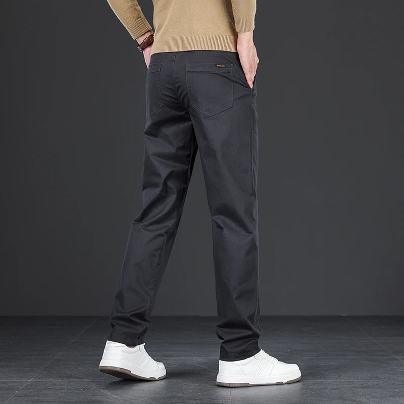 Pantalones holgados para hombre, pantalón informal de negocios, Color sólido, cómodo y recto, Color caqui, gris y caqui