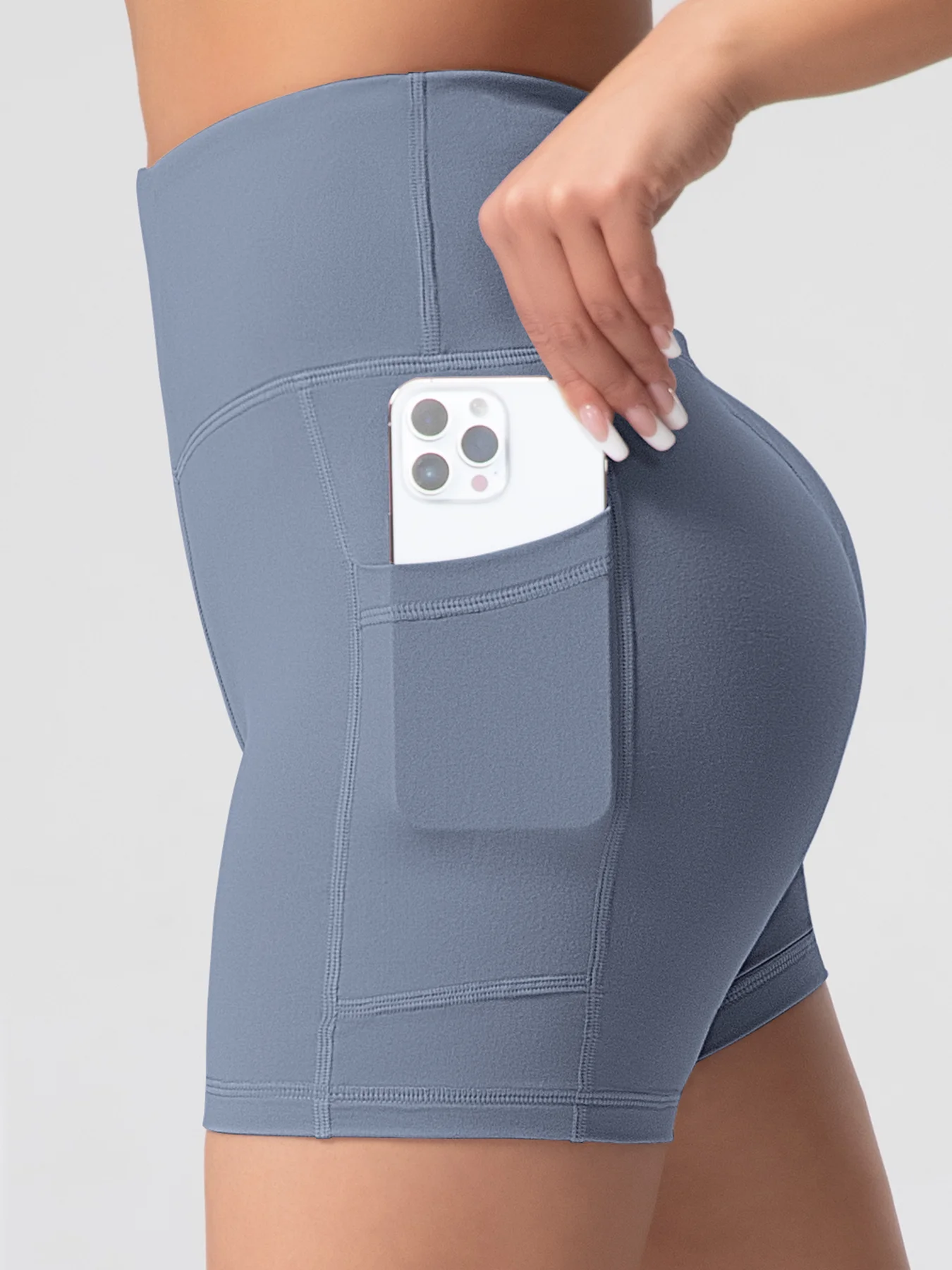 Women Yoga Shorts With Pockets High Waist Butt Lifting Cycling Tight Elastic Slim Running Fitness Shorts Sportswear