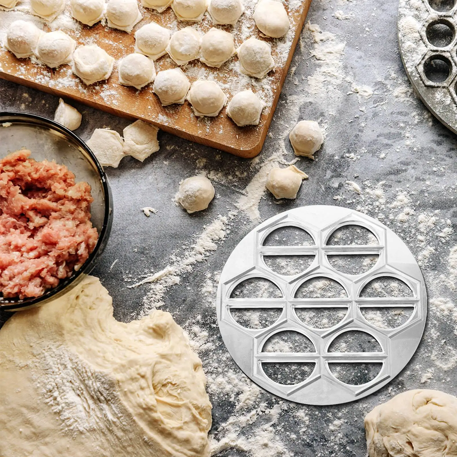 14-Loch-Knödelform, Aluminiumlegierung, Multi-Loch-Küchenwerkzeug, selbstgemachte Knödel, Ravioli, Pierogi-Formen