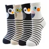 4 pary jesienno-zimowych bawełnianych skarpetek do połowy łydki w stylu koreańskim z nadrukiem 3D kota dla kobiet