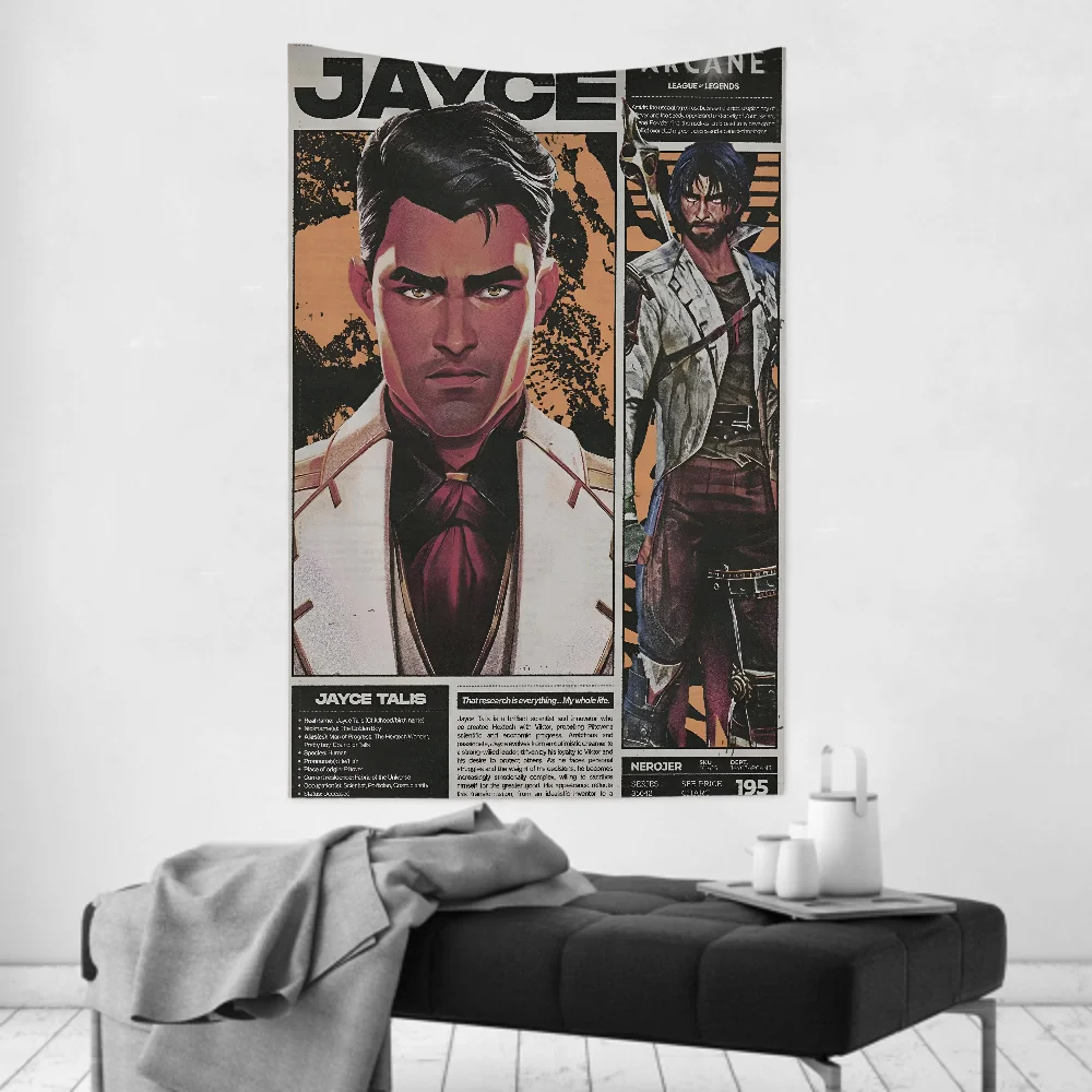 غامض 2 Vi Jinx Ekko نسيج ديكور غرفة قماش صوفي حفلة معلقة خلفية غرفة ديكور غرفة الطفل #6