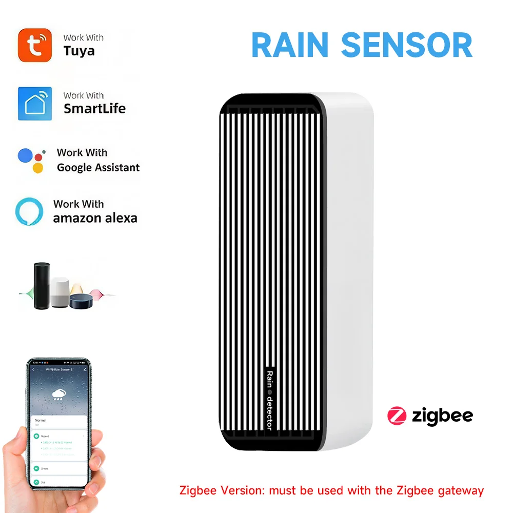 Tuya Smart Zigbee Regensensor Smart Life APP Fernbedienung 2-in-1 Regen- und Überschwemmungsmelder für Haus und Außenbereich
