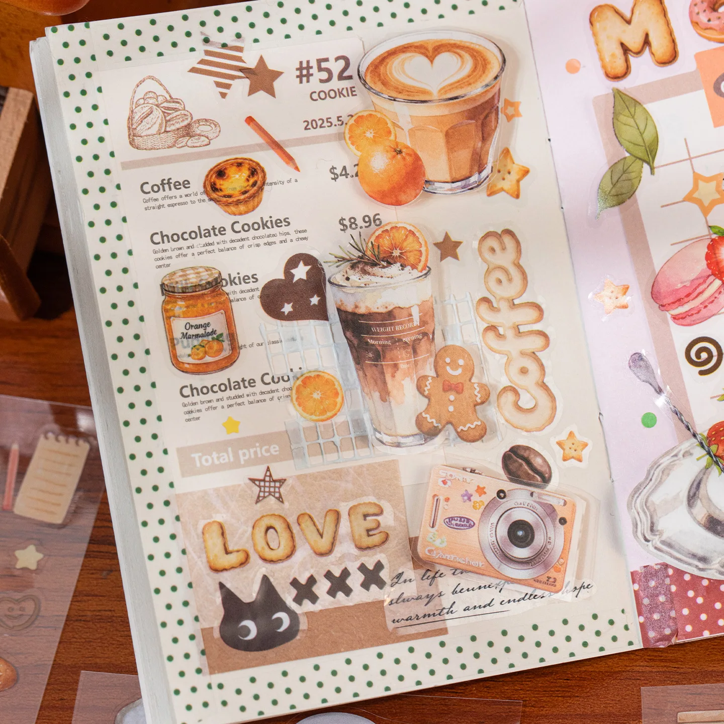 20 Stickers/Book Collection, Cute Little Patterns of Corner Coffee, Desserts, and Pets, DIY Decorative Collage for Journals