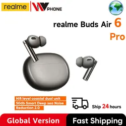 Realme-buds Air 6 Pro-Bluetooth 5.3ワイヤレスヘッドセット,50dBの深海ノイズリダクション,ip55,グローバルバージョン2.0