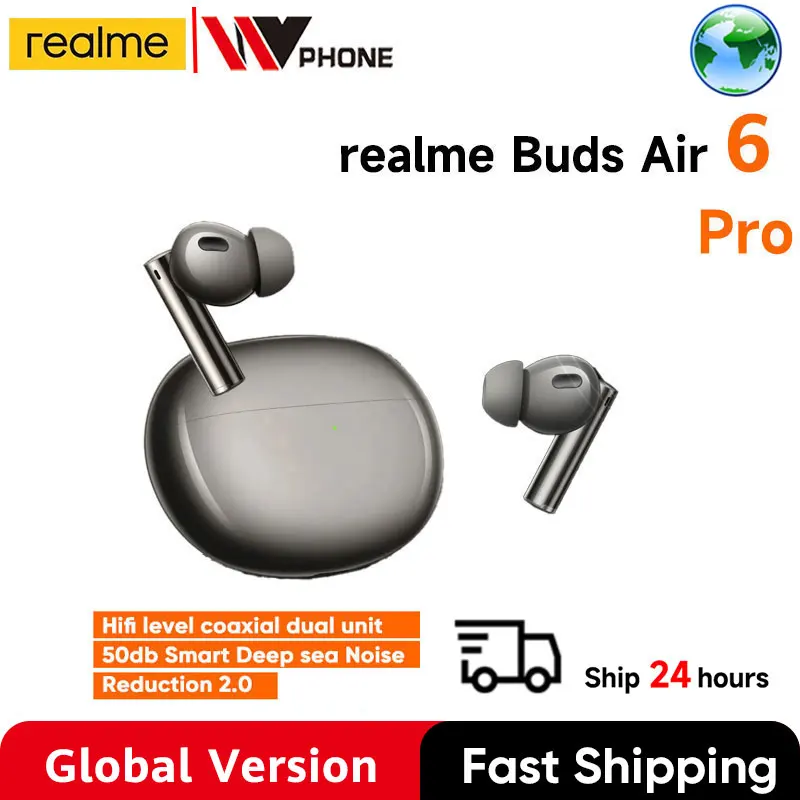  Global Version realme Buds Air 6 Pro True Wireless Earphone 50dB Deep Sea Noise Reduction 2.0 Bluetooth 5.3 IP55 Headphone