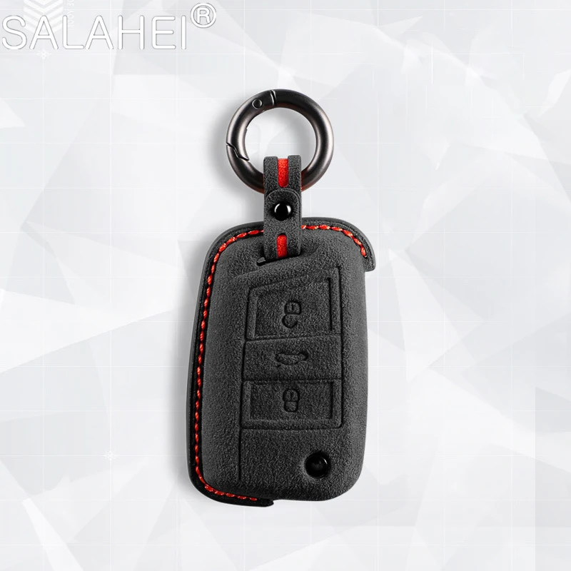 

Suede Leather Car Key Case Cover Holder For VW Volkswagen Golf 7 MK7 Tiguan MK2 For SEAT Ateca Leon FR 2 Ibiza For Skoda Octavia