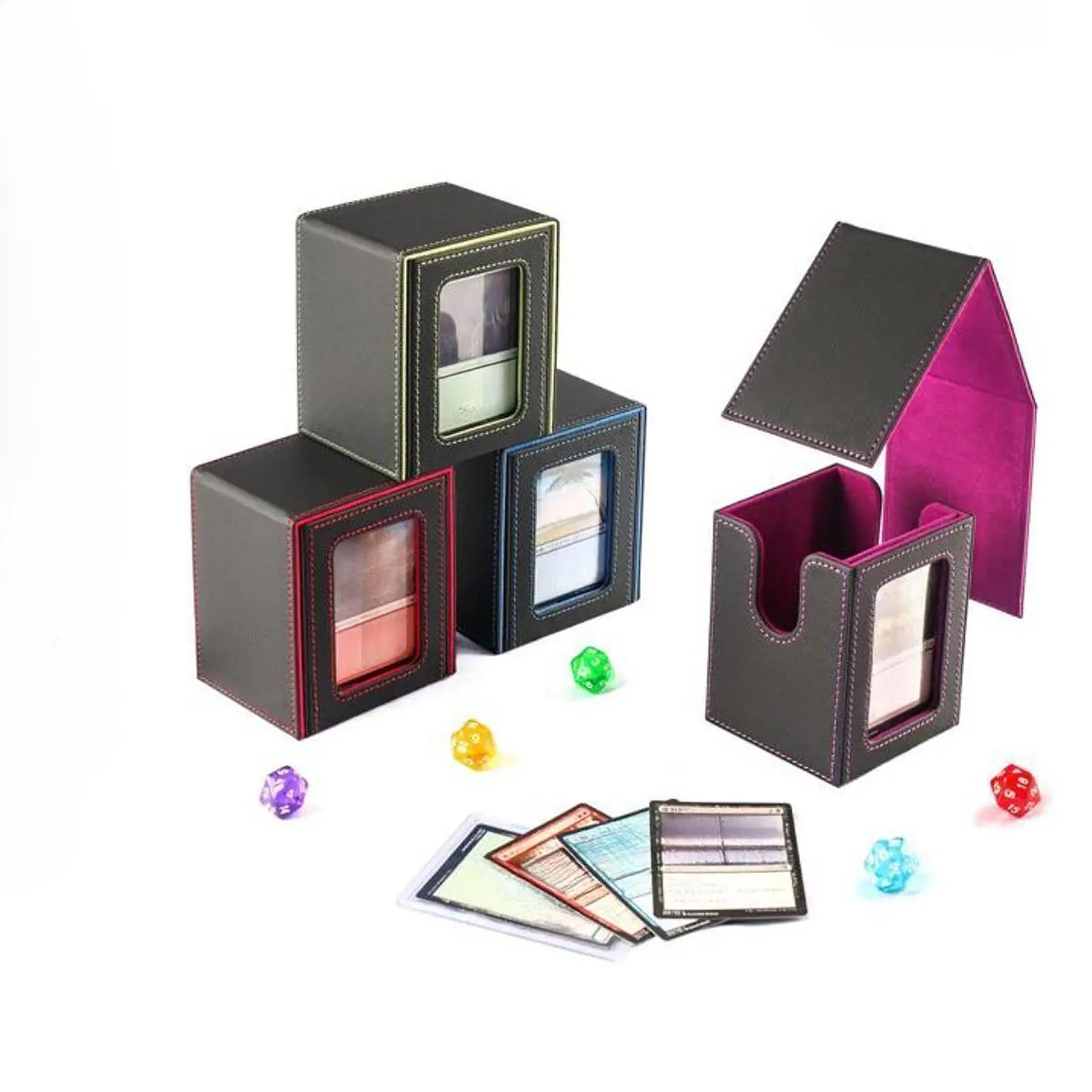 Trading Card Deck Box Card Storage Box Game Card Case Transparent Window Collectible Cards Container Card Organizer Deck Case